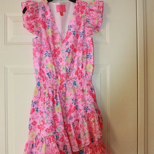 LILLY Pulitzer Pink V Neck Ruffle dress Size 4